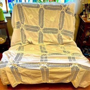 White Cotton Crochet Throw Blanket